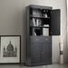 4-Door Tall Kitchen Cupboard Adjustable Shelves and Drawer