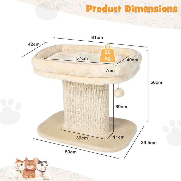 2-Tier Cat Tree with Sleeping Perch Sisal Scratching Plate and Ball