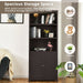 Wooden Tall Bookcase with 3-Tier Storage Cabinet