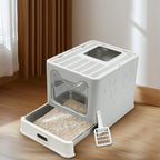 Stainless Steel Cat Litter Box – Enclosed Litter Tray with Lid, Front Entry & Top Exit