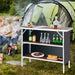 Aluminum Lightweight Folding Picnic Table with 2-Tier Shelves and Carrying Bag