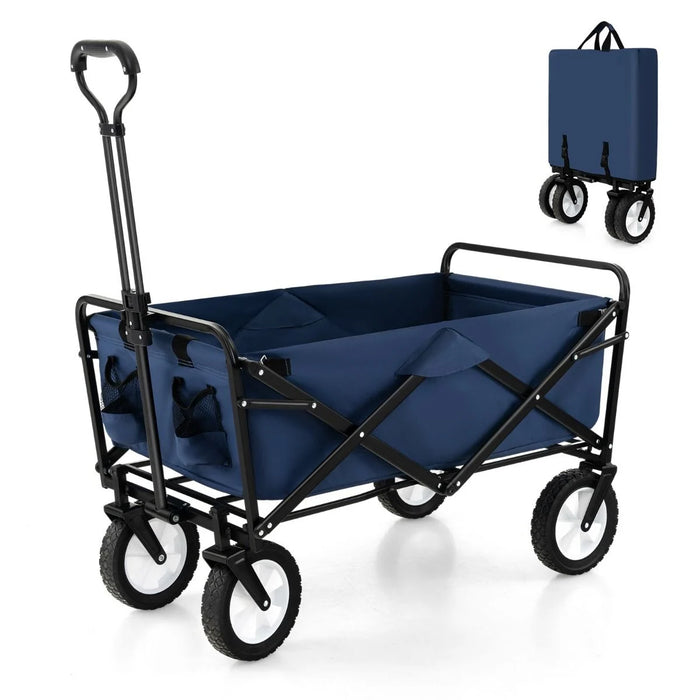 Heavy Duty Camping Garden Cart with Adjustable Handle and Drink Holders