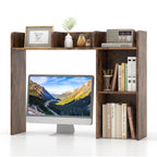 Wooden Desk Bookshelf with 4 Shelves and Open Back Compartment