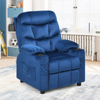 SEDOL Deluxe Larger Kids Recliner Armchair with Dual Cup Holders and Storage Pockets Premium Velvet Children’s Lounge Chair with 130° Adjustable Backrest & Pine Wood Frame