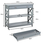 3-Tier Console Table with 1 Drawer and 2 Storage Shelves