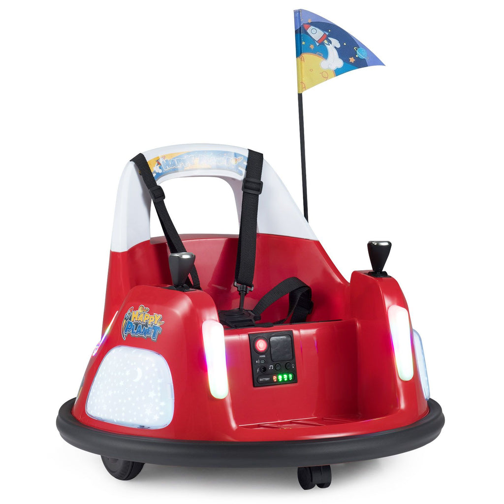 SEDOL 12V High-Performance Kids Bumper Car with 5-Point Safety Harness 360° Zero-Turn Dual Joysticks Parental Remote Control and 5-Mode LED Light Show