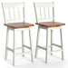 Set of 2 97Cm Swivel Rubber Wood Bar Stools with Backrest and Footrest