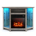 Corner TV Stand with Fireplace Insert and LED Lights