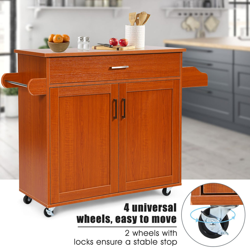 Rolling Kitchen Storage Trolley with Adjustable Shelf and Drawer