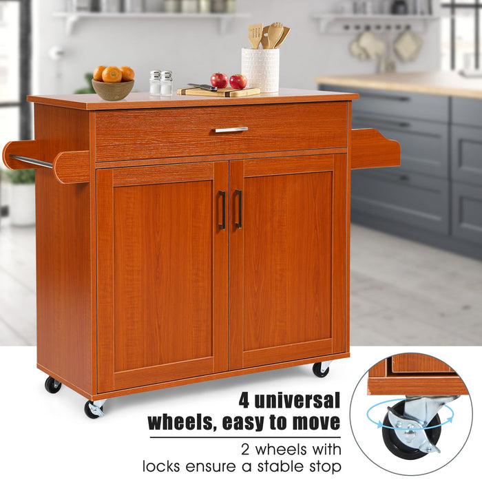 Rolling Kitchen Storage Trolley with Adjustable Shelf and Drawer