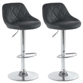 Adjustable PU Leather Counter & Bar Stool Set of 2 – Swivel 360°, Gas‑lift Height, Backrest, Footrest – Black