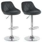 Adjustable PU Leather Counter & Bar Stool Set of 2 – Swivel 360°, Gas‑lift Height, Backrest, Footrest – Black