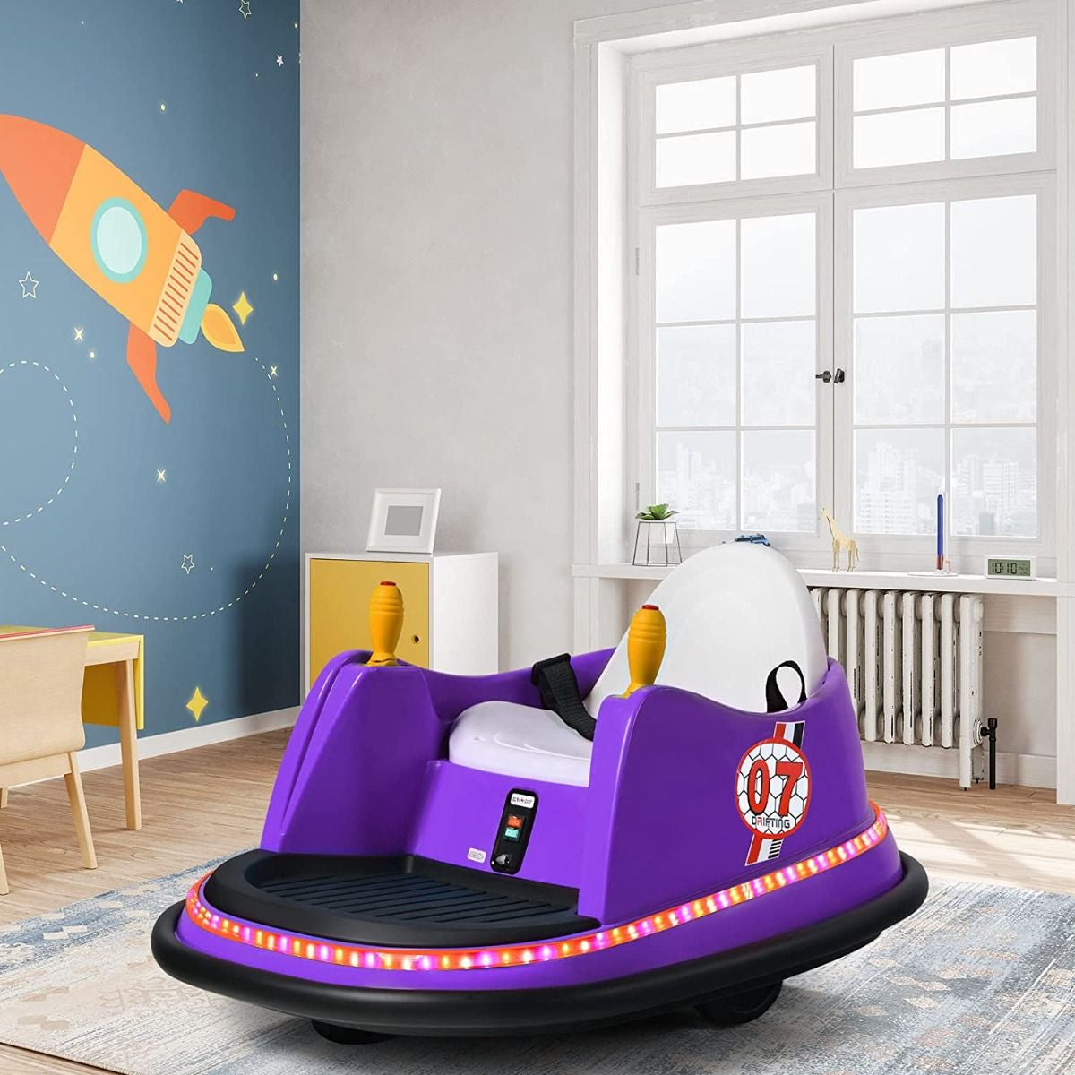 SEDOL Kids 6V Electric Bumper Car for Toddlers 360° Zero-Turn Waltz Car with Parental Remote Control Wall-Safe Rubber Bumper and Flashing LED Light Show