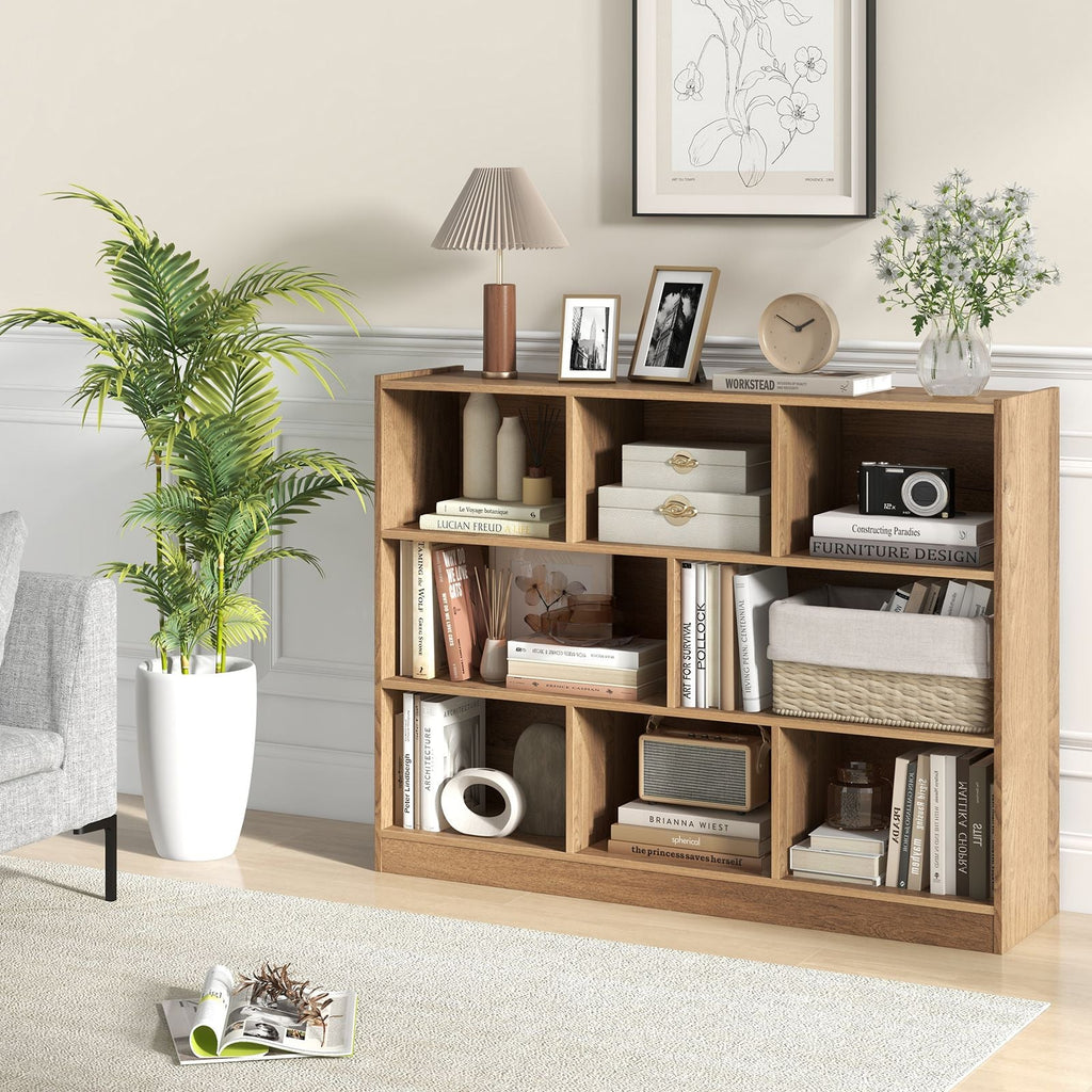 3-Tier Wooden Cube Bookcase with 8 Compartments