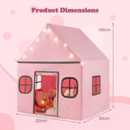 SEDOL Large Indoor Kids Playhouse with Plush Coral Velvet Mat and LED Star Lights Breathable Cotton-Blend Play Tent with Storage Pockets for Reading and Napping
