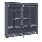 67" Portable Clothes Wardrobe – 12-Shelf Fabric Closet Organiser (Grey)