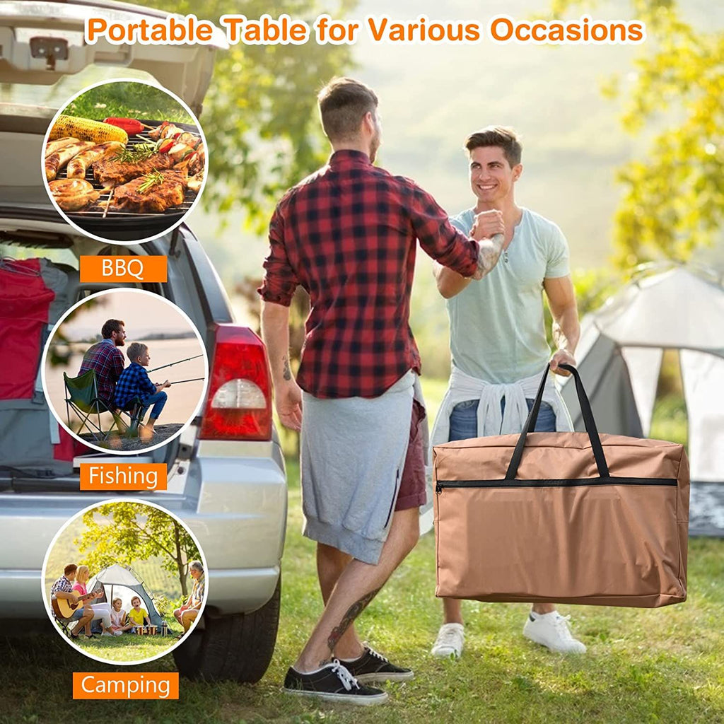 Camping Kitchen Table with Storage & Windscreen – Folding BBQ & Prep Station