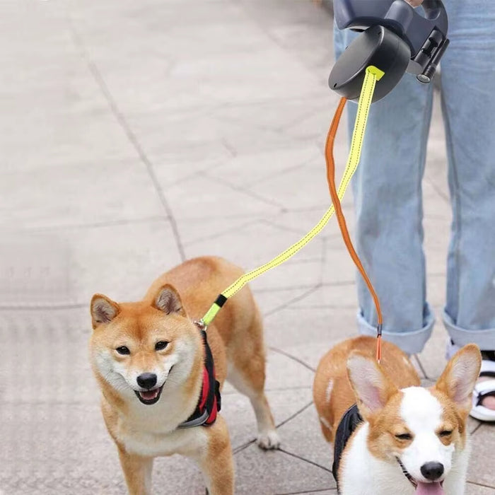 SEDOL 360° Dual Retractable Dog Leash – 3M Swivel Anti-Tangle Extendable Lead with LED Light & Lock for Walking 2 Dogs, Heavy Duty Double Pet Leash