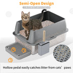 XL Stainless Steel Cat Litter Box – Enclosed Large Litter Tray with Lid, Front Entry & Top Exit Toilet Box