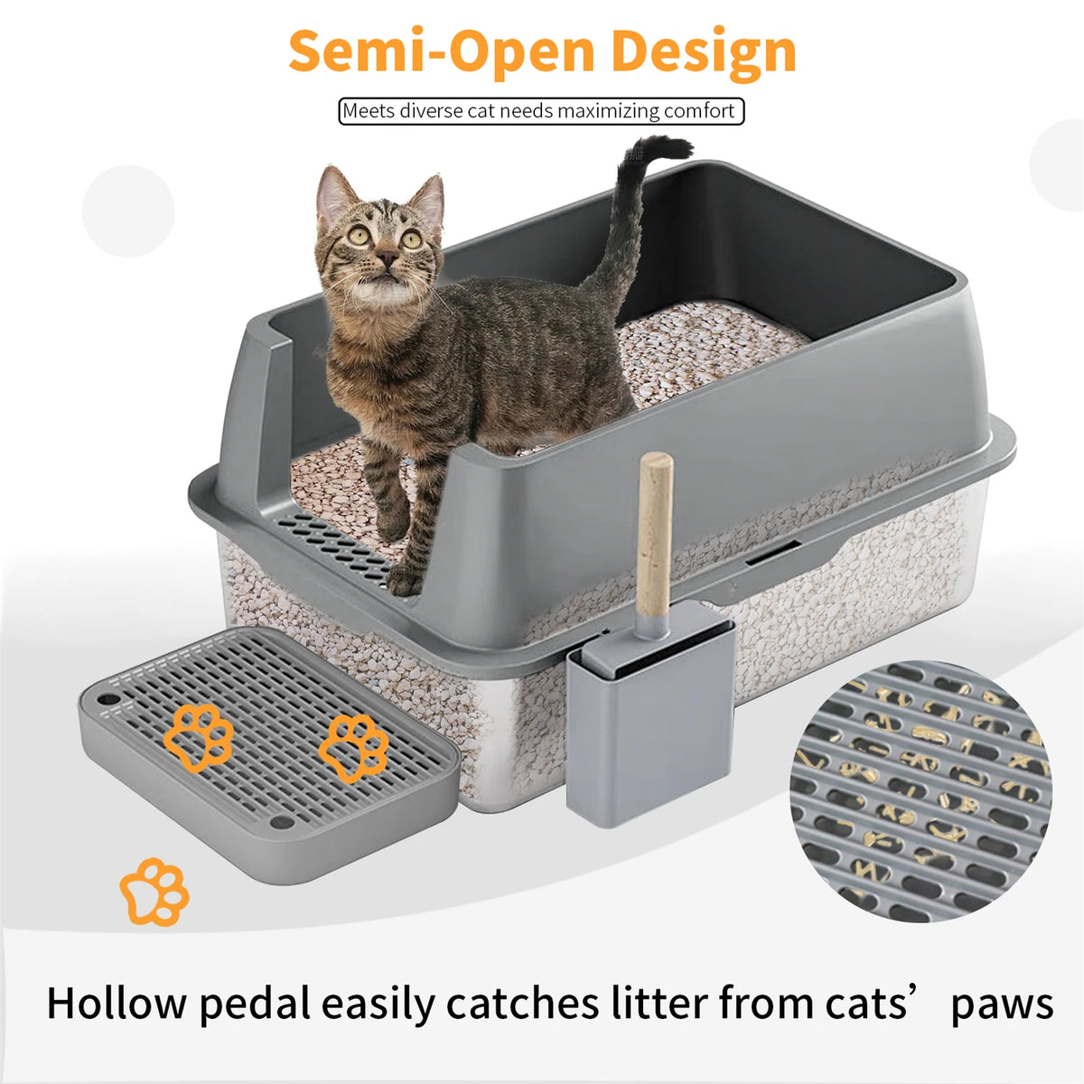 XL Stainless Steel Cat Litter Box – Enclosed Large Litter Tray with Lid, Front Entry & Top Exit Toilet Box