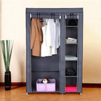 67" Portable Clothes Wardrobe – Fabric Closet with Hanging Rod (Grey)