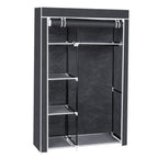 64" Portable Wardrobe – Foldable Clothes Storage Closet with Shelves & Hanging Rail (Grey)