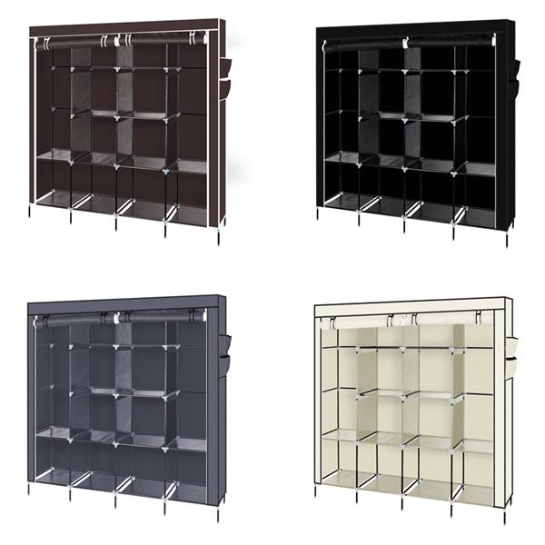 67" Portable Clothes Wardrobe – 12-Shelf Fabric Closet Organiser (Black)