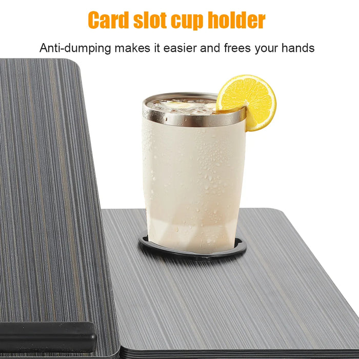Multifunctional Foldable Bed Table – Portable Adjustable Laptop Desk with Cup Holder, Height & Angle Adjustable