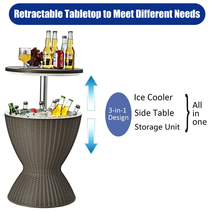 30L Patio Ice Cooler Table – Outdoor Drinks Storage