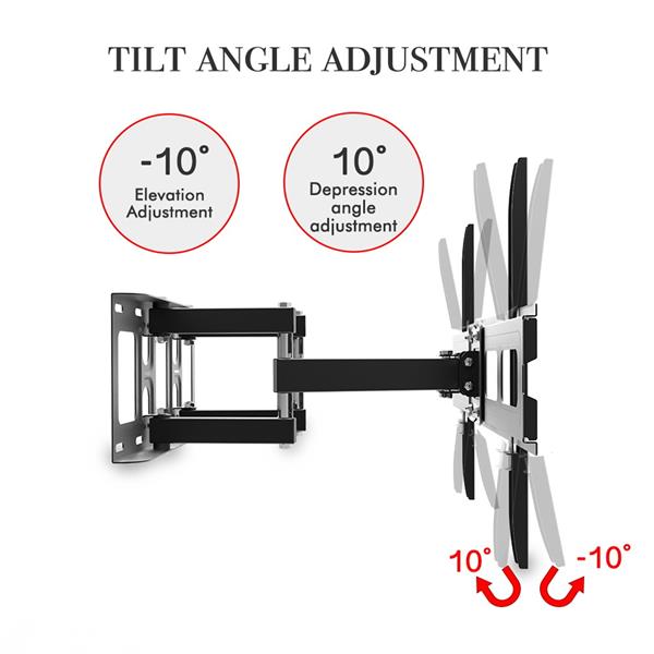 TV Stand for 32–70 Inch Screens – Double Arm Mount with Large Base, Height Adjustable, Swivel Tilt Bracket