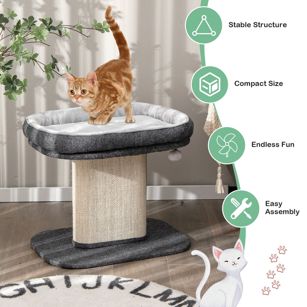 2-Tier Cat Tree with Sleeping Perch Sisal Scratching Plate and Ball