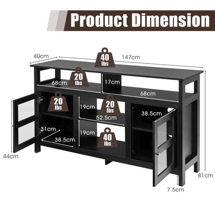 Living Room Console Table for Tvs with Wooden Fireplace and 2 Cabinets