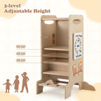 SEDOL 4-in-1 Montessori "Discovery Center" Learning Tower — Convertible Kitchen Helper Stool with Integrated Slide, High Chair, and 6-Feature Sensory Activity Station