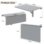 80 X 60 Cm Wall Mounted Folding Table Drop-Leaf Floating Writing Desk