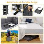 3-Tier Folding Camping Storage Cabinet with Side Pockets and Carry Bag