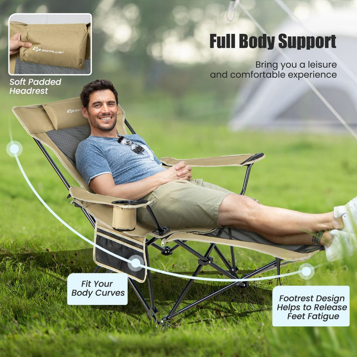 Camping Lounge Chair with Detachable Footrest