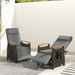 Patio Rattan Recliner Chair with Adjustable Backrest, Footrest & Flip Side Table