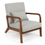 Modern Accent Chair with Lumbar Pillow and Rubber Wood Frame