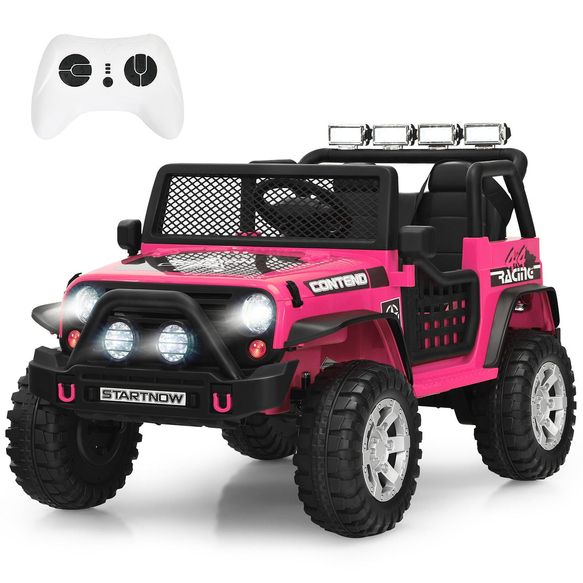 SEDOL 2-Seater Kids Ride-On Truck 12V Battery Powered Electric Car with Parental Remote Control Spring Suspension Rocking Mode and Bluetooth/USB Audio – 50kg Capacity
