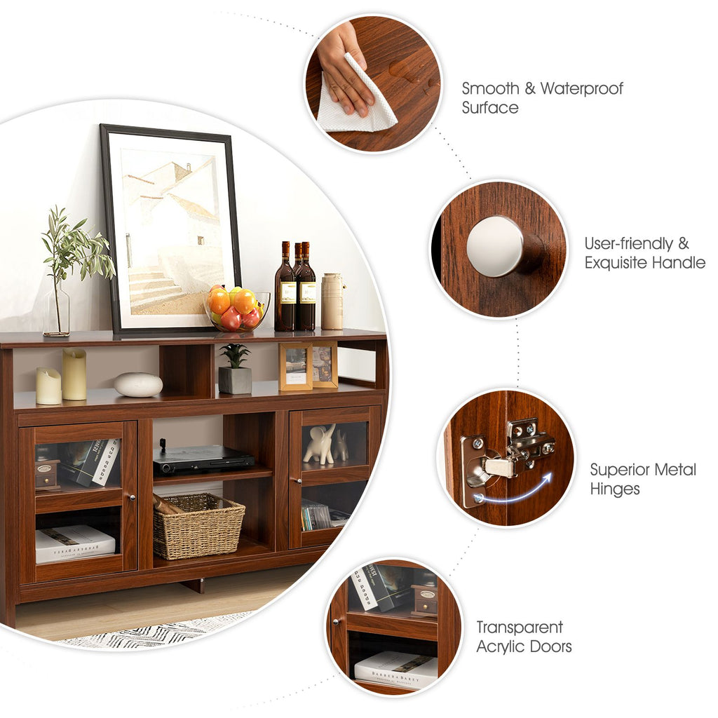 Living Room Console Table for Tvs with Wooden Fireplace and 2 Cabinets
