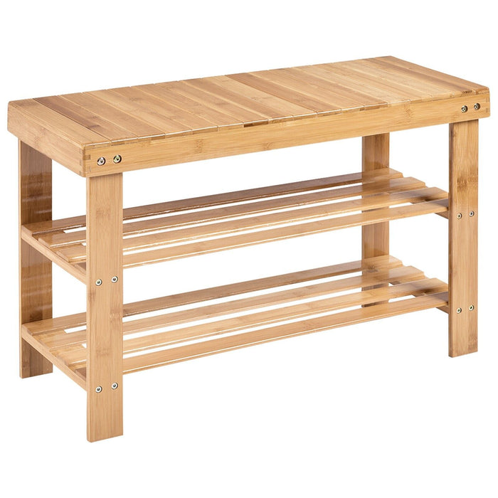 3-Tier Bamboo Shoe Bench for Entryway