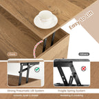 Lift Top Coffee Table with Large Hidden Compartment and 3 Open Cubbies
