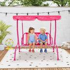2-Seater Kids Swing Chair with Adjustable Canopy & Safety Belts
