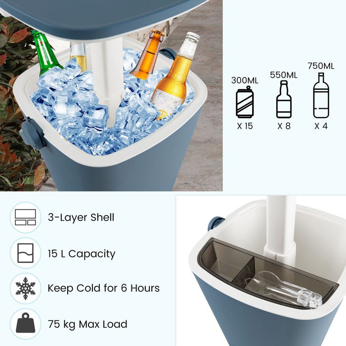 Portable Cooler Side Table – 3-in-1 Ice Chest, Side Table & Bottle Opener Unit
