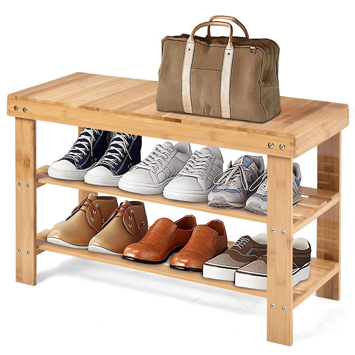 3-Tier Bamboo Shoe Bench for Entryway