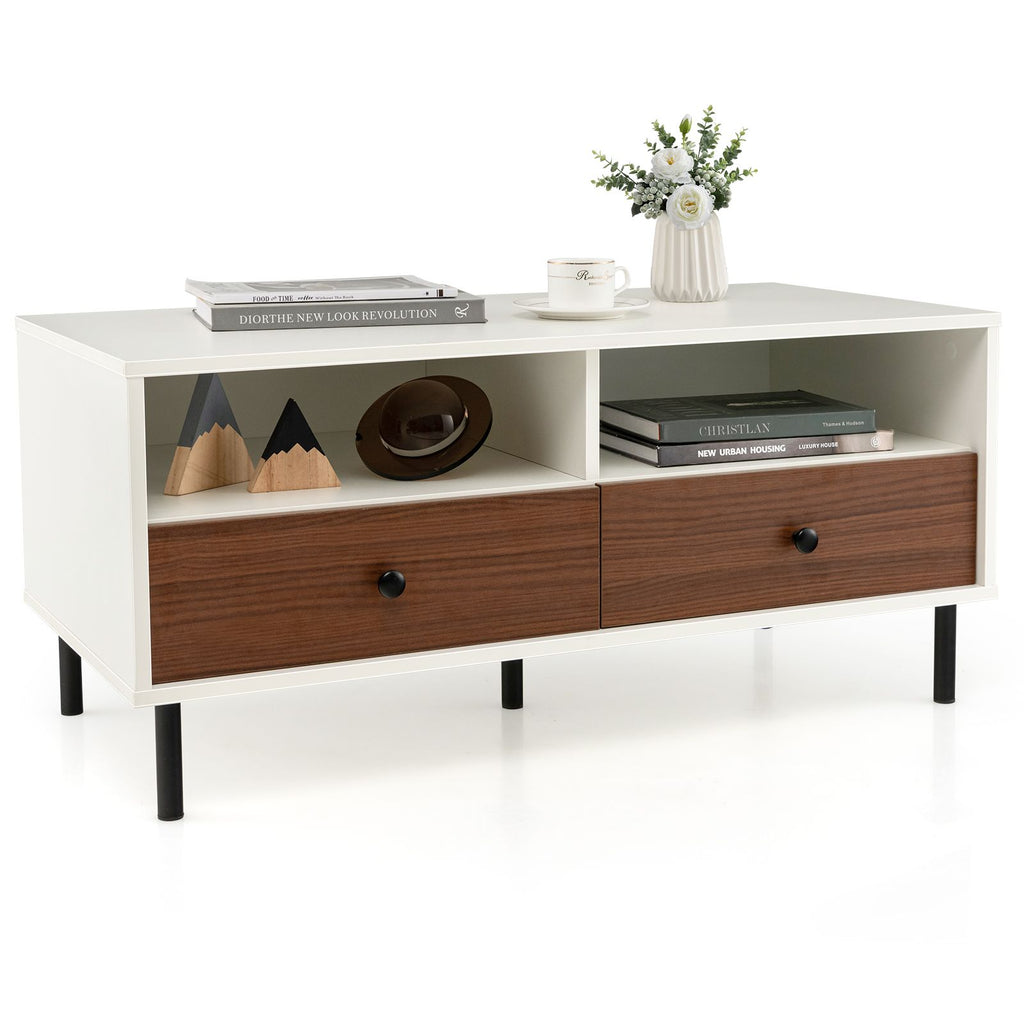 Rectangle Sofa Tea Table with Sturdy Metal Legs for Home Office
