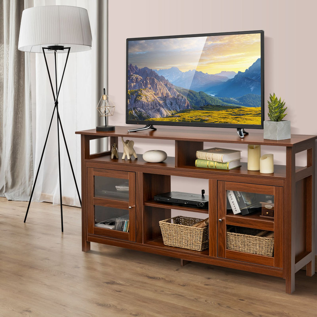 Living Room Console Table for Tvs with Wooden Fireplace and 2 Cabinets