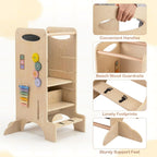SEDOL 4-in-1 Montessori "Discovery Center" Learning Tower — Convertible Kitchen Helper Stool with Integrated Slide, High Chair, and 6-Feature Sensory Activity Station