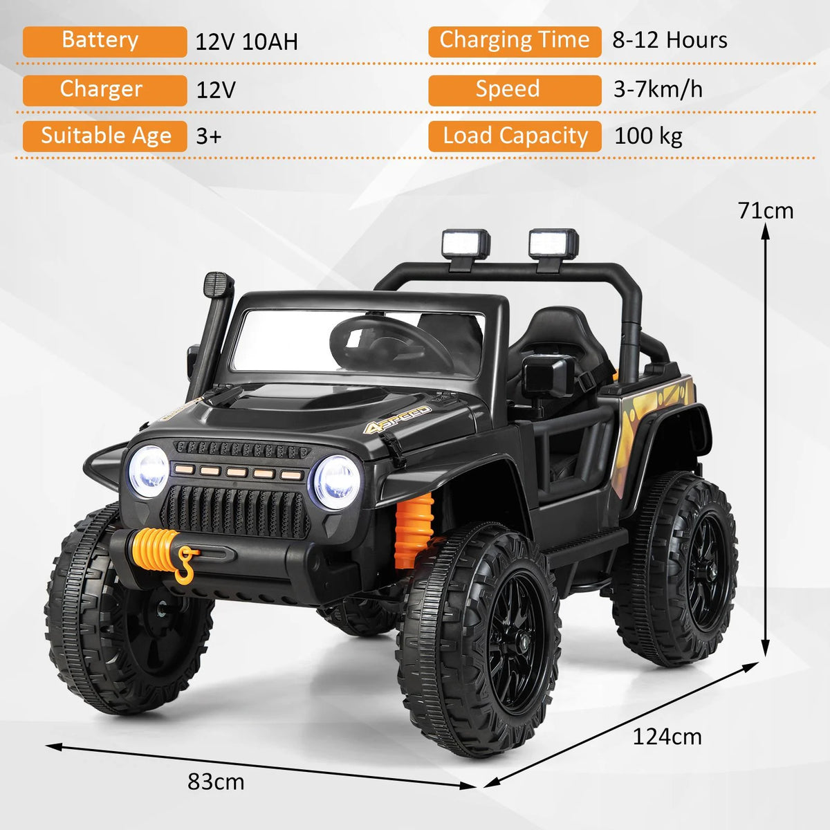 SEDOL 12V Parent-Child Ride-On Truck with 100kg High-Capacity Load High-Torque Dual Motors Parental Remote Control and Integrated Adult Seat with Folding Foot Pedals