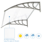120x80cm Door Canopy – Outdoor Rain Cover Awning for Front Door, Window or Patio (White/Grey)